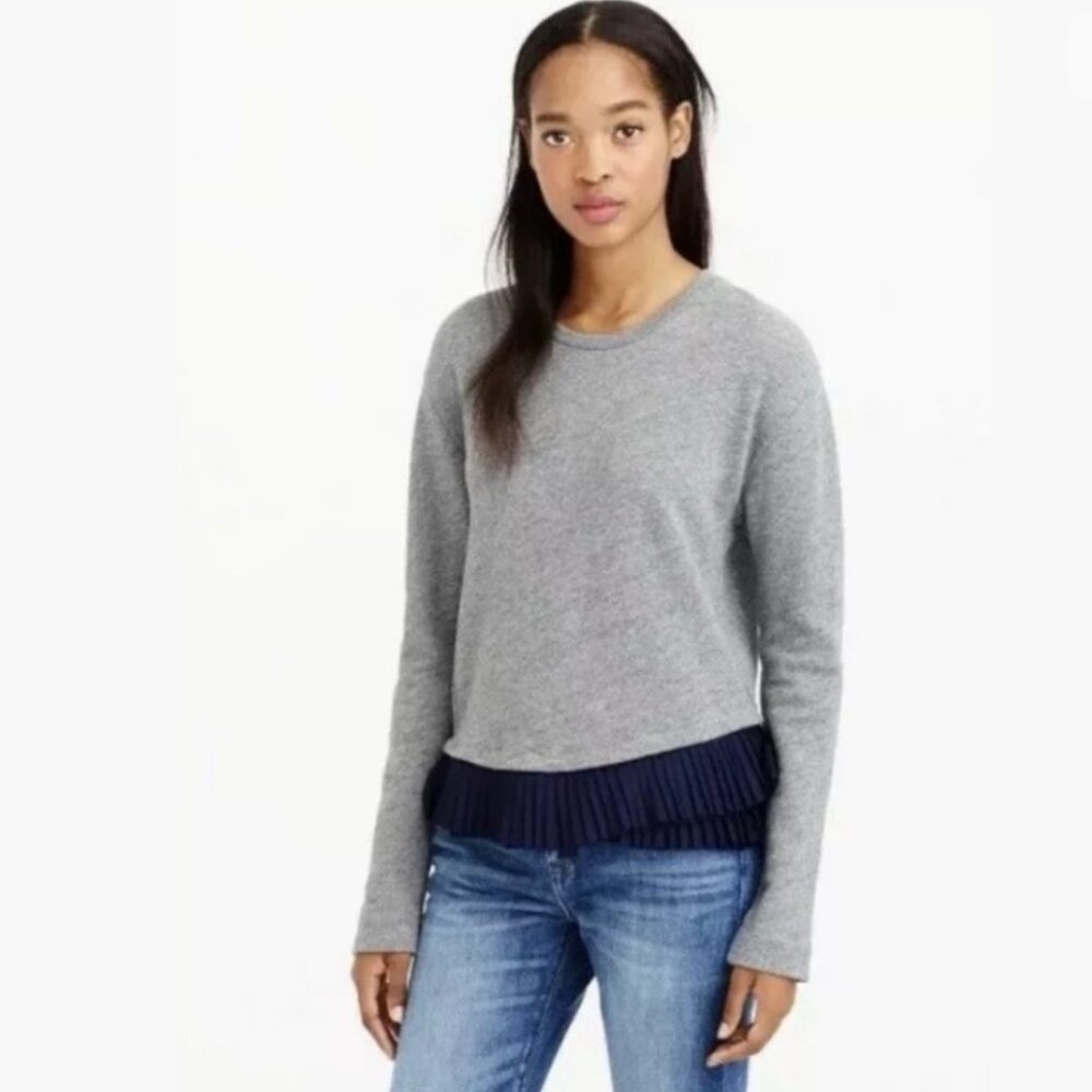 EUC Women's J. CREW Ruffle Hem Sweatshirt Ruffle Trim | Size XL